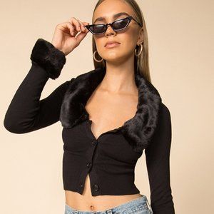 ISO Superdown Cropped Fur Cardigan